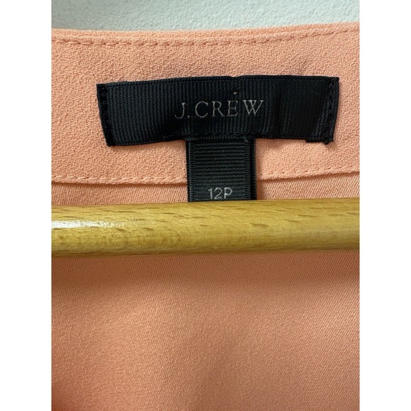 J. Crew Peach Faux Wrap Blouse w/Tie Size 12P Spring Office Careerwear Business - Picture 2 of 10
